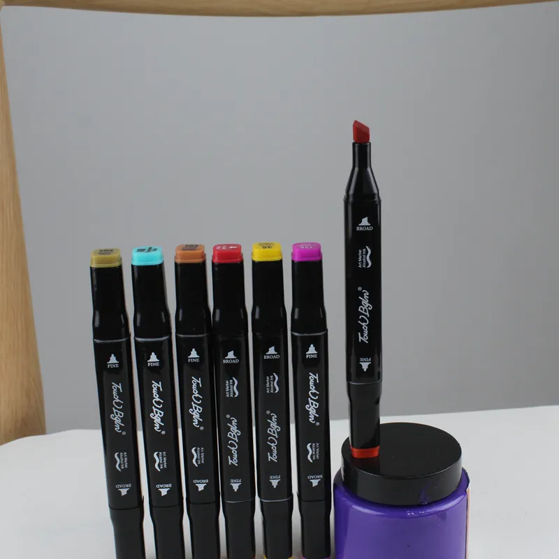 New Design 64 Colors Dual Tip Alcohol Permanent Marker Pen Set with Bag Custom Art Paint Brush Maker Pen