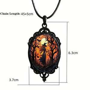 الأكثر مبيعًا قلادة ساحرة من حجر اليقطين القوطي الوردي من الزجاج القوطي الأنيق للهالوين - Product Image 6