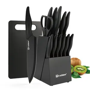 New Style 16 Pieces Professional Stainless Steel Kitchen Chef Knife Set with Black Wooden Block