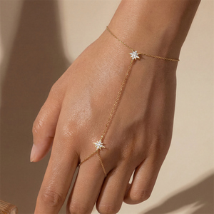 Cadena de Dedo Ajustable de Plata de Ley 925 con Trébol, Copo de Nieve, Estrella, Luna y Circones, Joyería de Moda - Product Image 6
