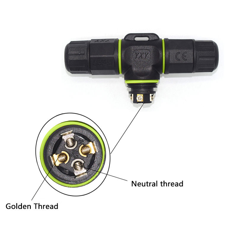 IP68 4-Pin T-Connector Quick Connect Waterproof Splice Adapter
