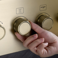 Ensemble de douche moderne en cuivre brossé à température constante, avec pommeau de pluie, pour installation murale encastrée, idéal pour les hôtels et la maison