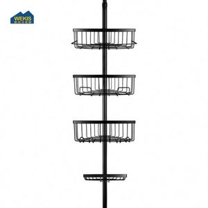 WEKIS <b>Corner</b> Modern Hotel Use 4-Tier Telescoping Stainless Steel Chrome Plated Shower Rack - Product Image 2