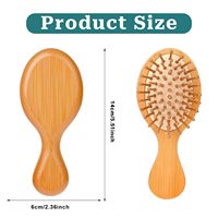 Fournisseur en gros d'articles écologiques, brosse à cheveux compacte en bambou, mini brosse à démêler les cheveux, brosse à cheveux en bambou en vrac