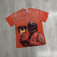T-shirts pour hommes de style American High Street, rouge délavé à l'acide, avec strass thermocollés, style Y2K, collection de vêtements pour hommes DUAA
