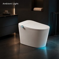 WC intelligent avec siège chauffant, bidet intelligent, double chasse à jet siphonique, chasse à capteur, télécommande, à poser au sol, en céramique