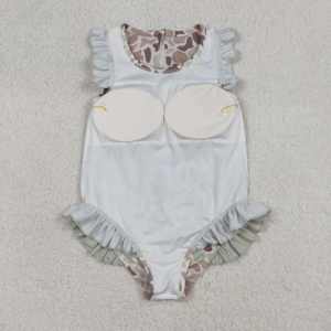 Traje de Baño sin Mangas para Niña, Modelo S0595 rts, Estampado de Camuflaje Verde, Venta al por Mayor - Product Image 3