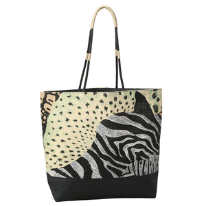 Bolsa Promocional de Yute con Estampado Animal y Asa Larga de Cuero Sintético con Diseño de Cuerda, Hecha en Bengala Occidental, India - Product Image 1