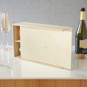Handmade natural color paulownia wine box wood wine box with sliding lid