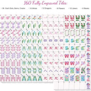 Juego de Mahjong Americano de Acrílico Rosa Personalizado, 4 Capas, Pintado a Mano con Flores de Jardín, Puntos Bam Crak, Regalo de Lujo - Product Image 4
