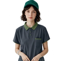 Polo en coton à manches courtes pour homme, personnalisé avec logo en relief, uniforme de serveur pour restaurant, café et salon de thé, avec poche