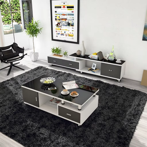Muebles de Sala de Estar de Estilo <span class=keywords><strong>Simple</strong></span> de Vidrio, Mueble de <span class=keywords><strong>TV</strong></span> Moderno de Alta Calidad y Lujo Ligero de MDF, Diseño de Mesa de Centro con Almacenamiento - Product Image 2