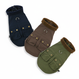 Jaqueta Vintage para Cães à Prova de Vento e Lavável com Gola de Corduroy, Bolso e Laço para Guia - Casaco Retro para Animais de Estimação para Todas as Estações - Product Image 2