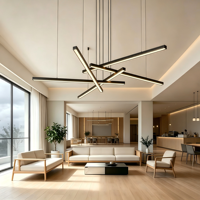 Ensemble de luminaires suspendus modernes pour salon, hôtel, cuisine avec télécommande LED en aluminium