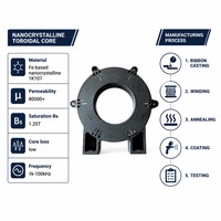 Noyau toroïdal nanocristallin conforme RoHS REACH CE, haute perméabilité, usine OEM