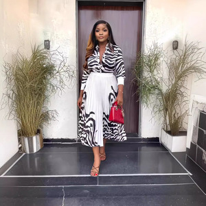 Nueva Colección Otoño 2025 Estilo Europeo Americano, Camisa Casual de Manga Larga <span class=keywords><strong>con</strong></span> Estampado de Cebra, <span class=keywords><strong>Falda</strong></span> Plisada a Media Pierna, Conjunto de Dos Piezas <span class=keywords><strong>con</strong></span> Botones - Product Image 4