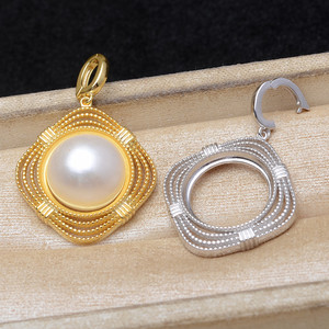 Wenchi S925 Plata Retro Colgante Soporte para Accesorios 16.2-16.4mm DIY Fornituras de Joyería de Perlas China JG6100 - Product Image 1