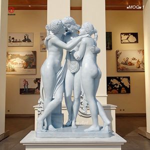 Décor à la maison personnalisé nu sexy femme nue statue en marbre trois filles sexy statue en pierre à vendre - Product Image 3