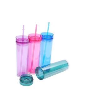 Nouvelle Arrivée Gobelet Acrylique Double Paroi Dégradé Givré 16oz avec Paille pour Smoothies et Milkshakes - Product Image 5