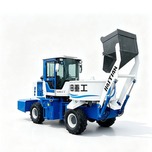 Camion malaxeur à béton à chargement automatique, malaxeur à béton à cuve forçée, petit malaxeur à béton mobile avec trémie auto-alimentée - Product Image 1