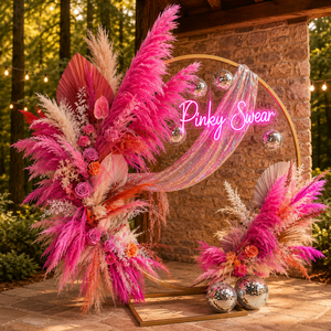 Dried Flower Garden Wedding Arch <strong>Swag</strong> Pink Welcome Sign Office Salon Backdrop Wall Boho Floral Arrangement Archway Decor Flower - Product Image 1