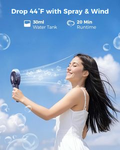 พัดลมพ่นหมอกแบบพกพา 180 พับได้ พ่นละอองน้ำแบบมือถือ 3 ระดับความเร็ว ถังน้ำ 30 มล. ชาร์จ USB ได้ สายคล้องคอ พกพาสะดวก - Product Image 2