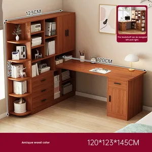 Bàn làm việc tại nhà đơn giản hiện đại với ngăn kéo góc và giá sách làm bằng Bảng gỗ cho học sinh - Product Image 6