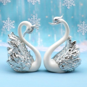 Swan <b>Cake</b> Ornaments Metal Wedding <b>Decoration</b> Reusable Round Shape - Product Image 2