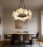 JYLIGHTING Lustre professionnel pour café, restaurant, usage domestique, luminaire suspendu en métal optique et albâtre