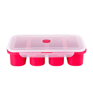 Silicone Freezer Trays Extra Large Soup Ice <strong>Cube</strong> Tray Food Freezing Molds <strong>4</strong> Giant <strong>Storage</strong> for Food Meal Sauce with Lid - Product Image 1