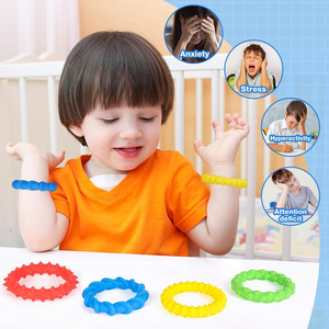 4pcs Silicone Sensory Bracelets Fidget Toys pour Besoins Spéciaux Autisme TDAH Calmant et Silencieux Extensible, Prix Cadeaux pour Filles Garçons - Product Image 4