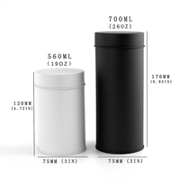 Boîte à thé ronde en métal RTS, 50-100g, avec couvercles hermétiques doubles de luxe, boîte portable pour café, nourriture pour chien, flocons d'avoine
