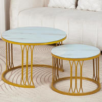 Ensemble de table basse moderne minimaliste or et blanc, meubles décoratifs multifonctionnels