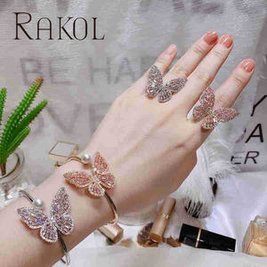 Rakol ZPB1121 Diseño único Forma de mariposa Perla de agua dulce Cz Cristal Circón Piedra Joyería de moda Pulsera - Product Image 4
