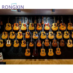 Music Shop Fitting Guitar Saxophone Retail Store Display Rack Wood Wall Shelf Display Case For Guitar