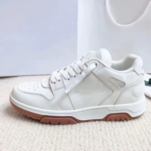 Baskets décontractées blanches de créateur pour hommes et femmes, baskets basses en toile tendance avec coutures en flèche et lacets - Product Image 2