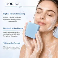 Savon au suif de bœuf GHK-CU Peptide, barre nettoyante hydratante pour le visage, mousse riche, hydratation profonde, soin de la peau avec filet moussant 100g