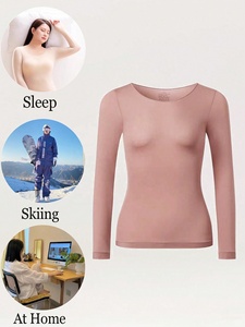 Intimo Termico da <span class=keywords><strong>Donna</strong></span> Senza Cuciture, <span class=keywords><strong>Maglia</strong></span> a Maniche Lunghe, Alta Elasticità, Leggera e Calda, Strato Base per Autunno e Inverno - Product Image 6