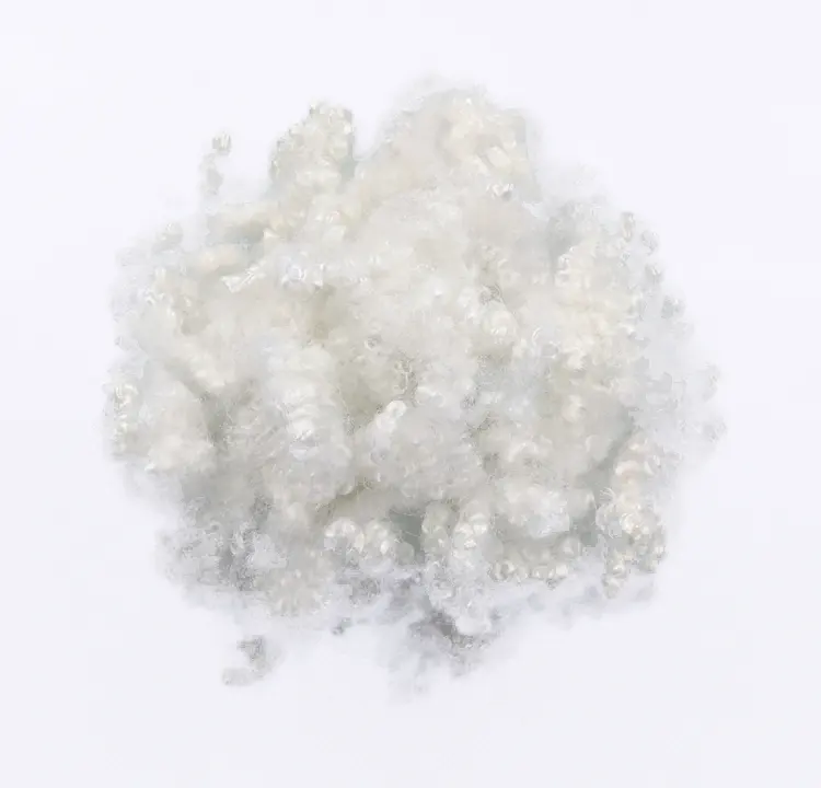 Los materiales de relleno de sofá y cojines certificados GRS utilizan 15D-64mm HCS color blanco 100% fibra de poliéster reciclada