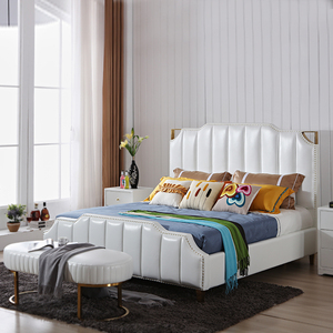 Lit en cuir moderne en acier inoxydable doré de luxe ensemble de meubles de chambre à coucher <span class=keywords><strong>king</strong></span> size et reine <span class=keywords><strong>taille</strong></span> disponible - Product Image 2