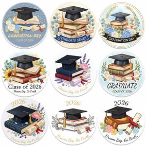 Autocollants décoratifs floraux auto-adhésifs pour la remise des diplômes, vente en gros d'usine, texte personnalisé, décoration pour fêtes et emballages cadeaux - Product Image 1