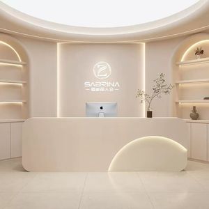 โต๊ะรับแขกสำนักงาน/ร้านทำผม ไม้สีขาว ขนาดสั่งทำได้ ราคาโรงงาน - Product Image 1