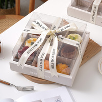 Boîte à dessert personnalisée IMEE, style français, 9 compartiments, couvercle transparent, carrée, pour le thé de l'après-midi, idéale pour les fêtes et les pique-niques