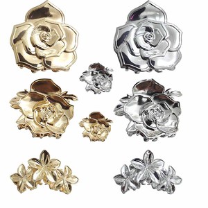 Pinces à cheveux en alliage doré motif fleur, élégantes, grandes pinces requin rose et plumeria pour chignon, usage quotidien pour femme - Product Image 2