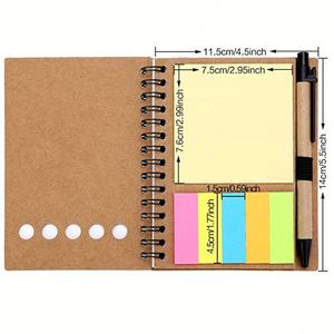 Bloc-notes personnalisé écologique 2026, notes adhésives, marque-pages, carnet en papier kraft, mini carnet avec stylo, carnet personnalisé - Product Image 4