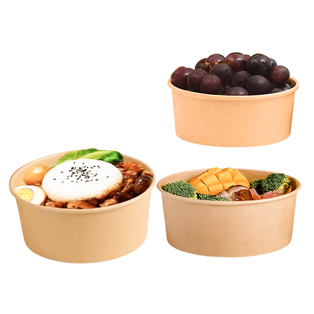 Factory Direct Disposable Kraft Paper Bowls Plates Customizable Logo Printing Square Round Styles for Food Service