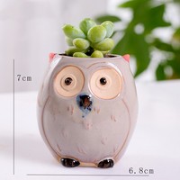 Pot Keramik Unik Bentuk Burung Hantu Mini untuk Sukulen dan Kaktus, Hadiah Spesial Grosir Kustom