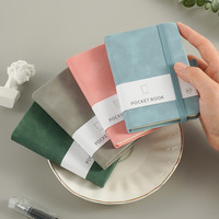 Mini carnet de poche A7 avec texture simili-peau, design simple, bloc-notes portable et carnet de mémos, cadeau avec bande élastique