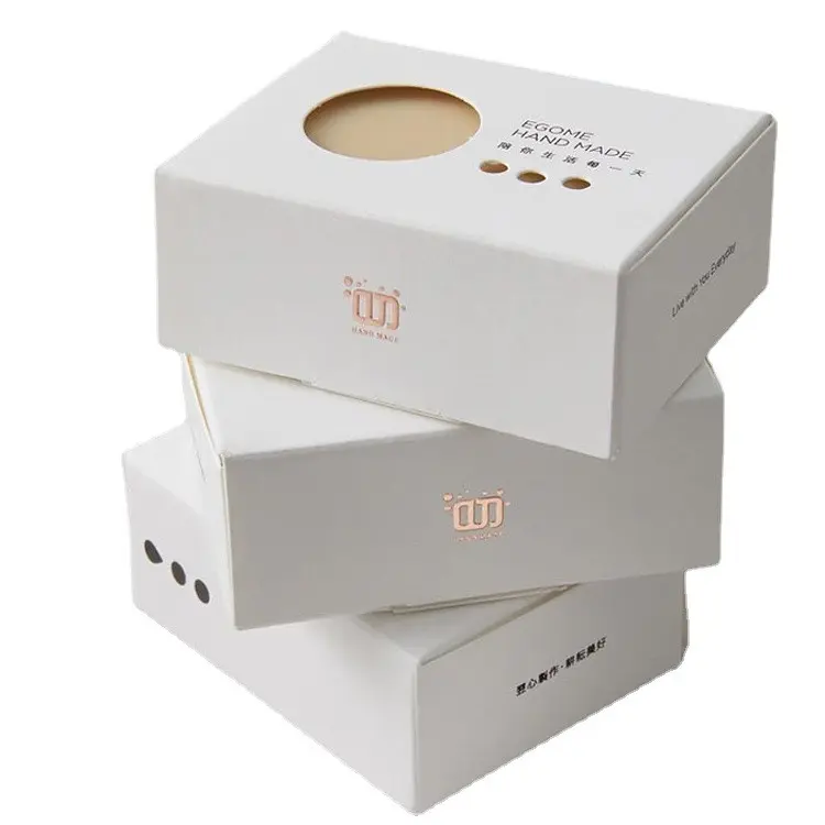 صندوق تعبئة أبيض بطباعة مخصصة لامع للصابونة درج ورقي صندوق صابونة حرفي