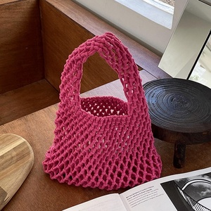Bolsa de Praia de Crochê em Malha RTS, Rosa Magenta, Bolsa de Designer Mini para Mulheres - Product Image 1